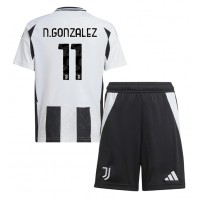 Fotballdrakt Barn Juventus Nicolas Gonzalez #11 Hjemmedraktsett 2024-25 Kortermet (+ Korte bukser)